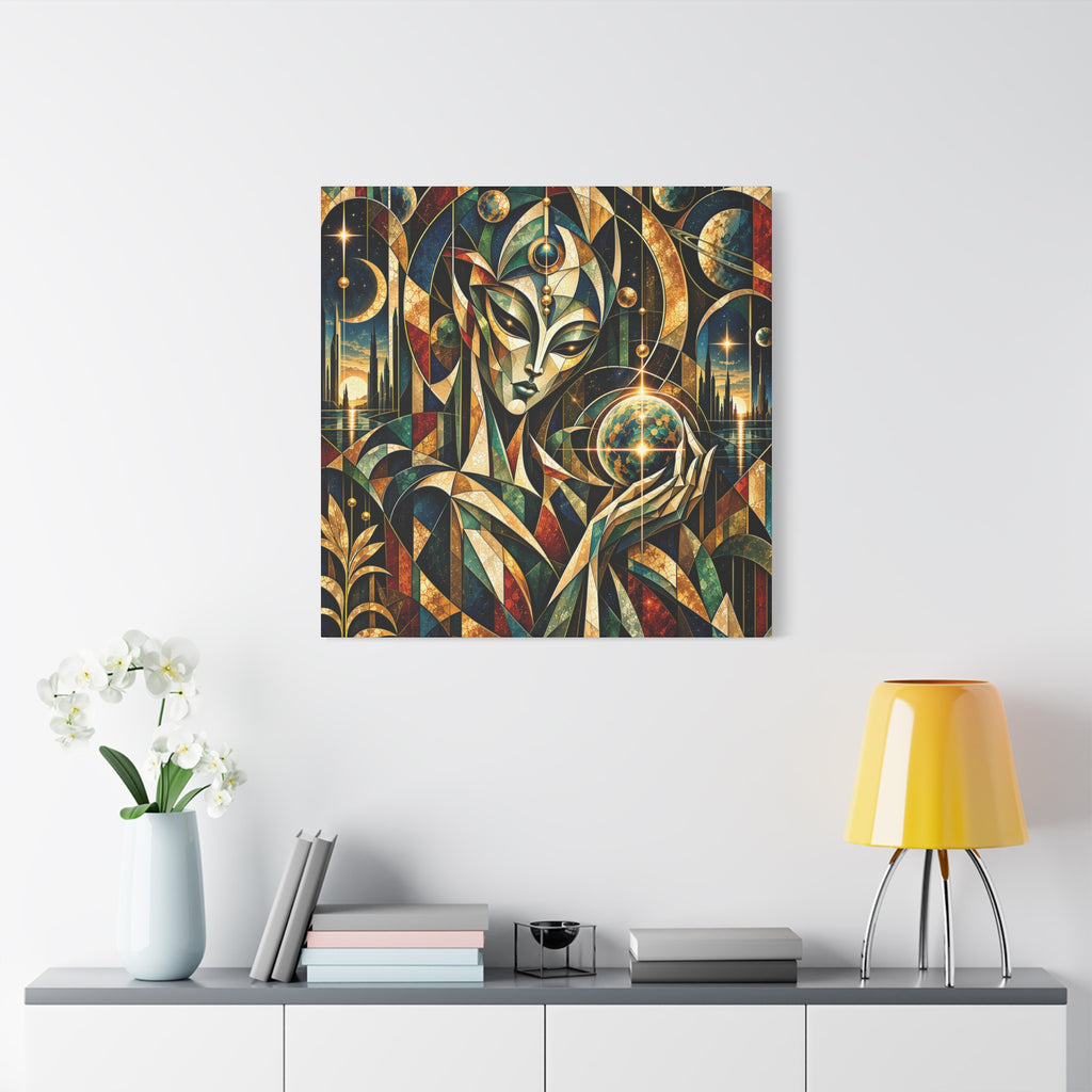 Keeper of Worlds — Futuristic Celestial Portrait Wall Art