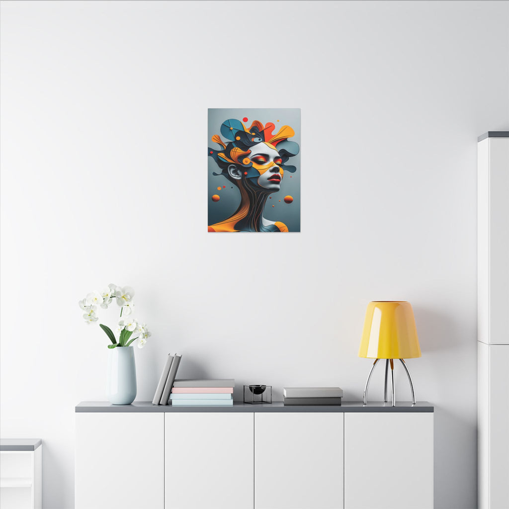 Crowned Signal – Futurist Geometric Female Portrait Canvas Print