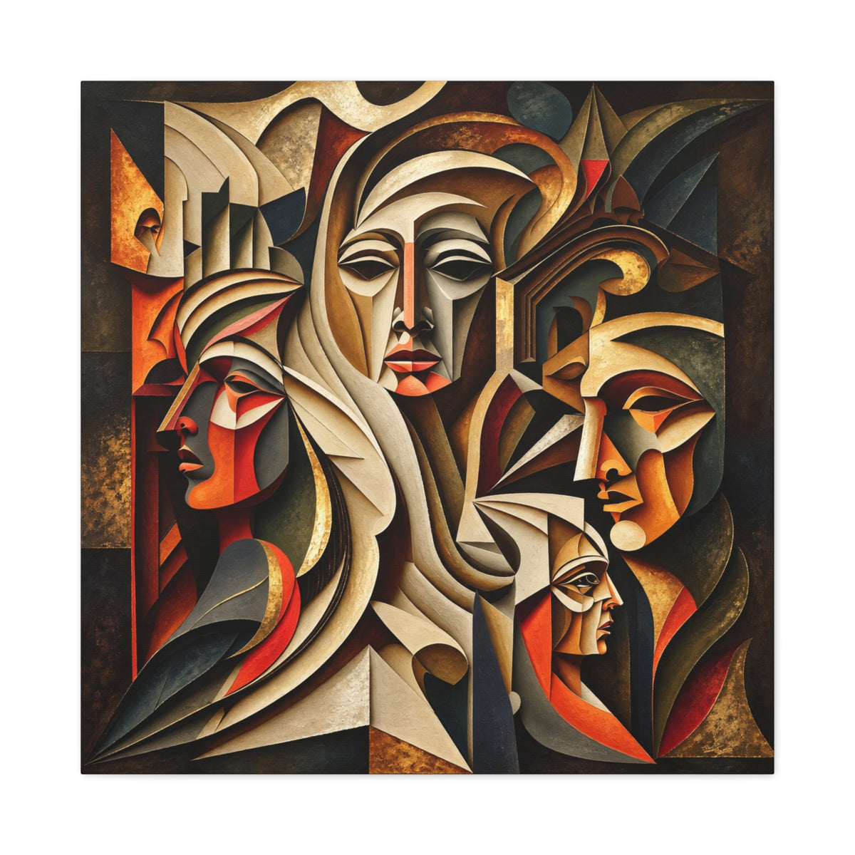 Ancestral Protectors | Cubist Spiritual Wall Art