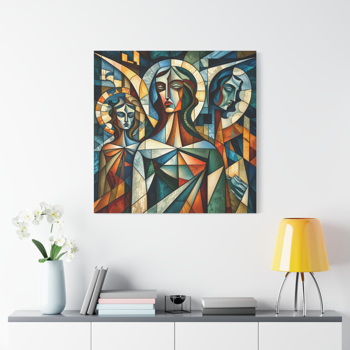 The Ones Who Watch Over Us | Cubist Stained Glass Angel Art