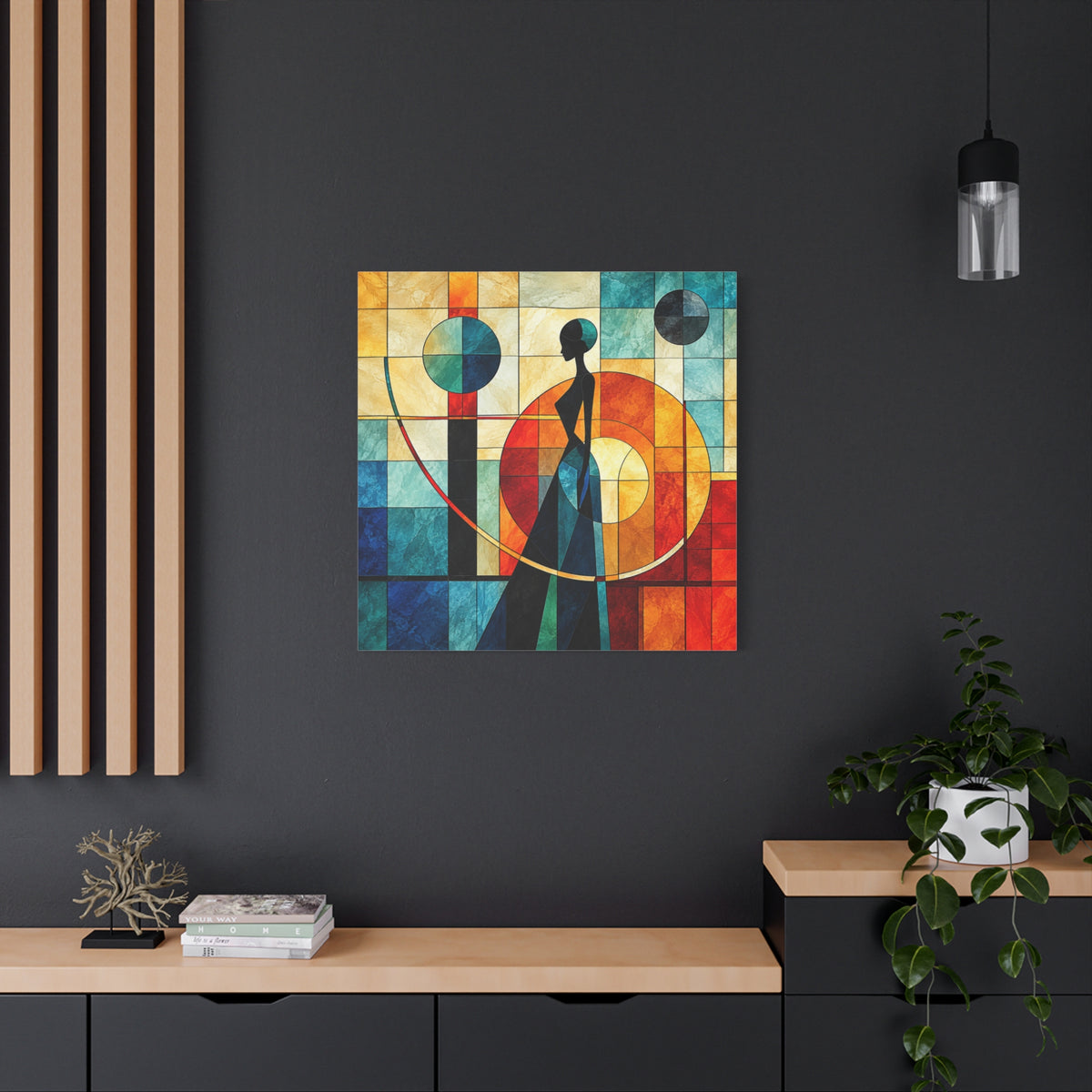 Poise in Motion — Art Deco Stained Glass Woman Canvas