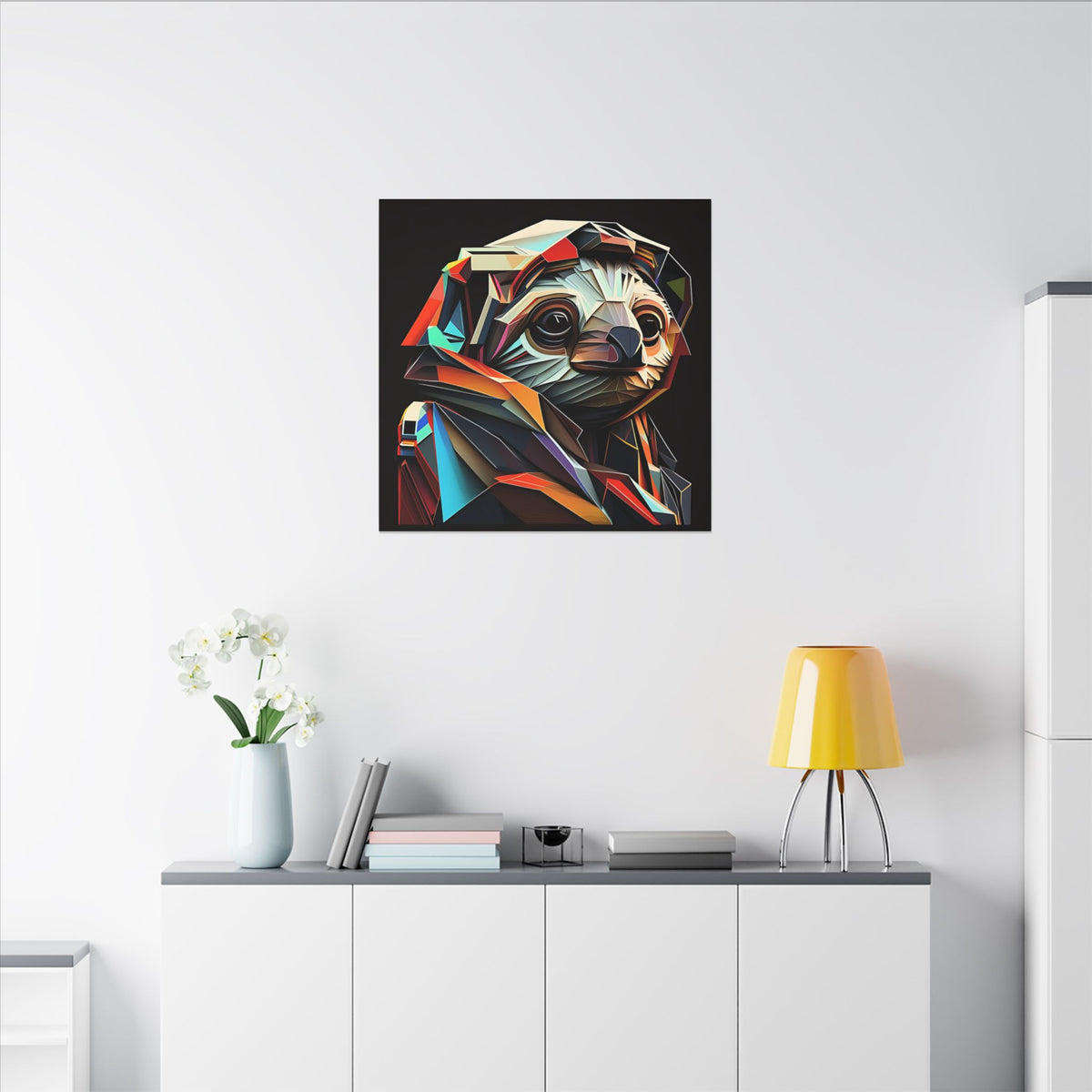 Master of Eventually – Geometric Sloth Portrait Canvas Print