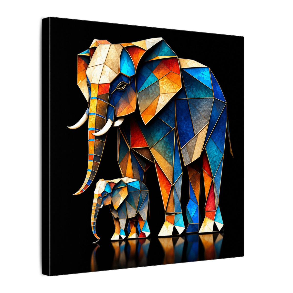 Inheritance of Strength – Geometric Elephant Family Canvas Print