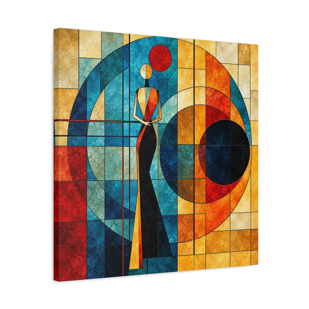 Orbit of Poise — Art Deco Stained Glass Woman Canvas