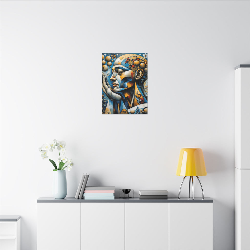 Prayer in Color – Geometric Praying Figure Canvas Print