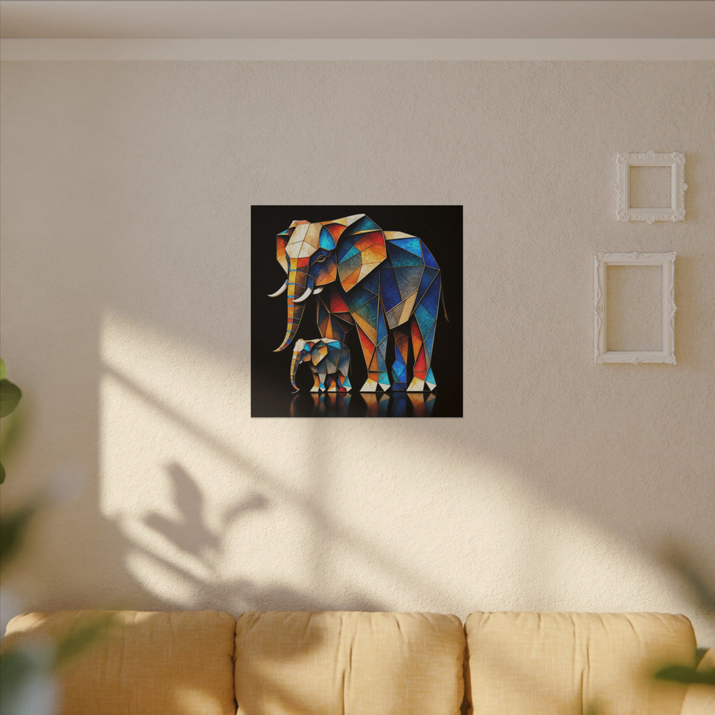 Inheritance of Strength – Geometric Elephant Family Canvas Print