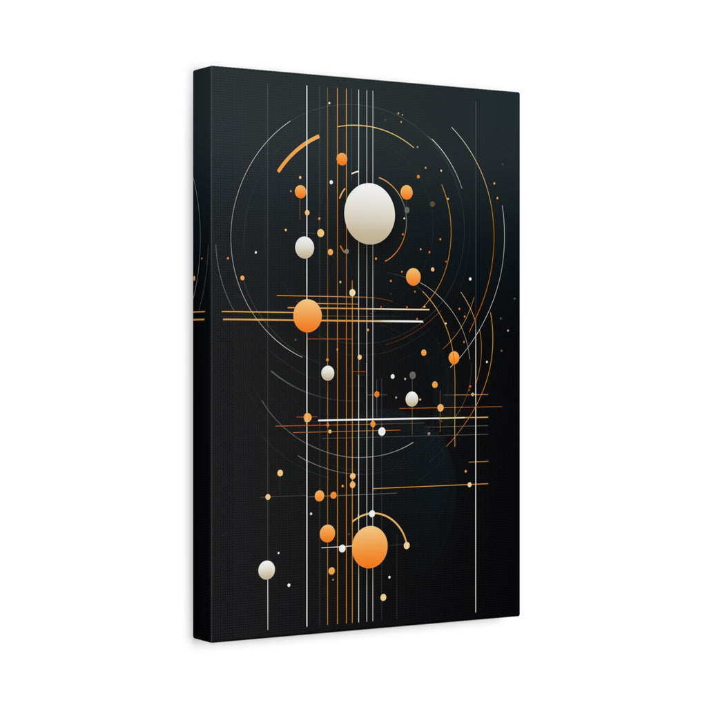Orbital Blueprint No. 2 — Modern Orange & White Orb Wall Art