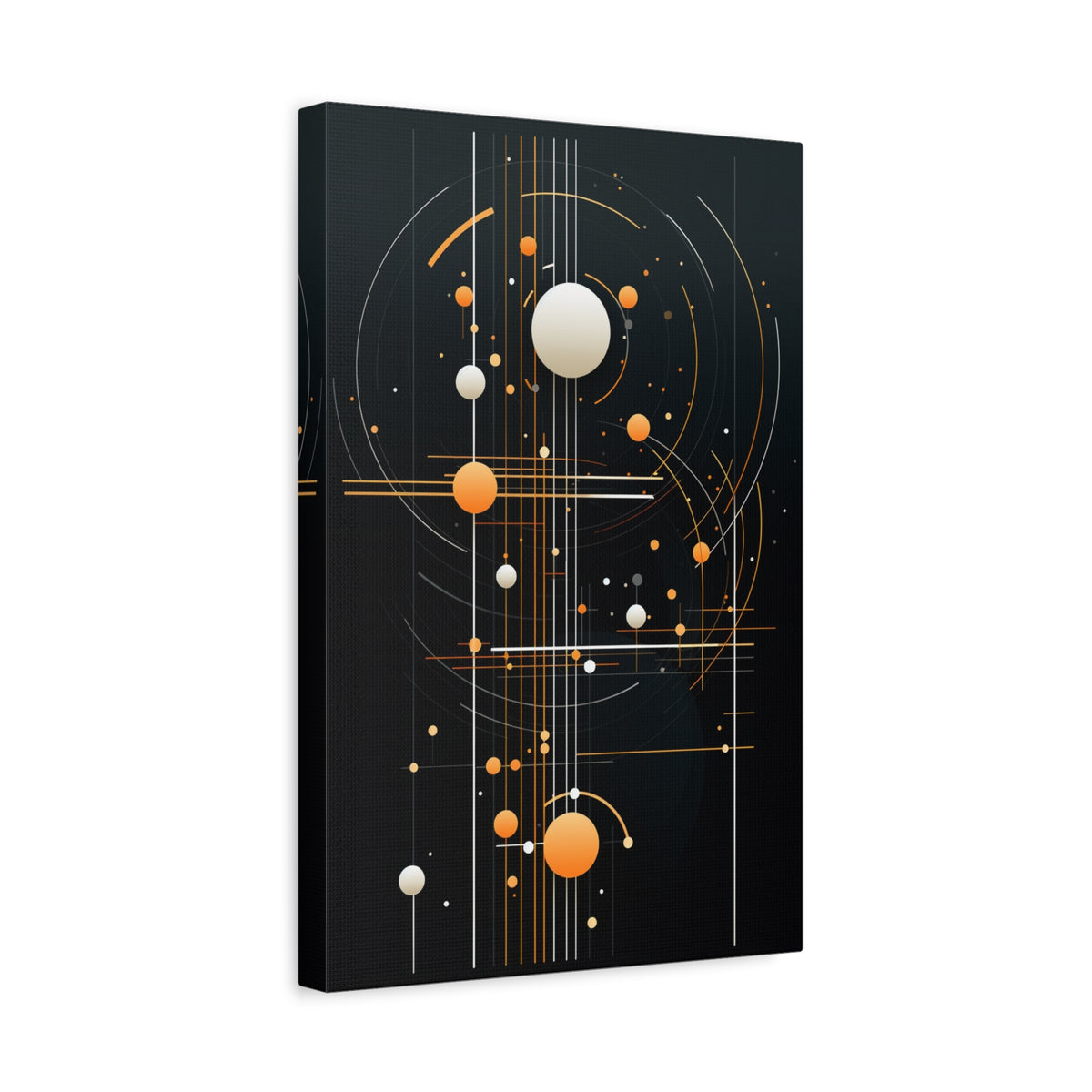 Orbital Blueprint No. 2 — Modern Orange & White Orb Wall Art