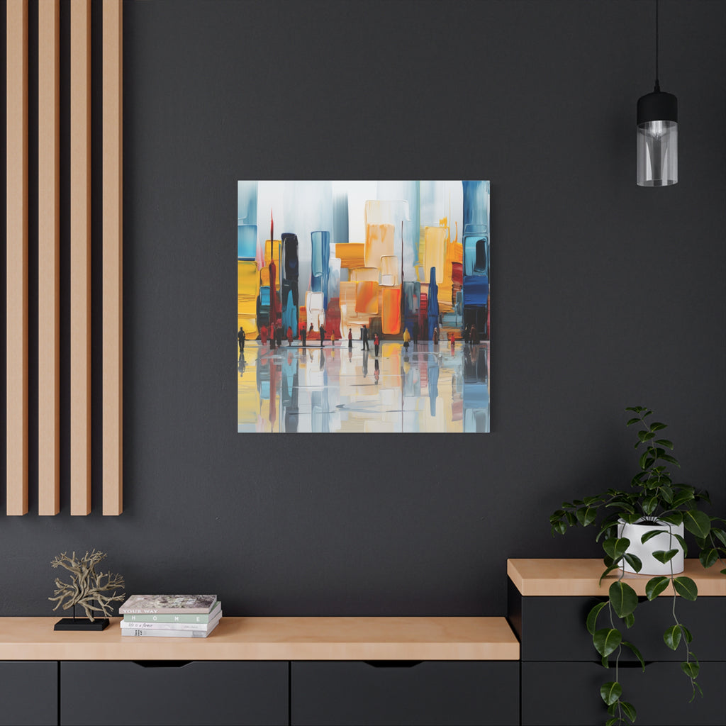 City in Reflection – Abstract Urban Skyline Canvas Print