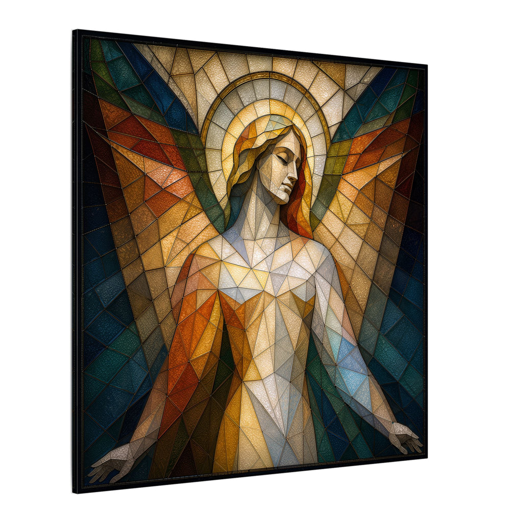 Grace in Light – Geometric Stained Glass Angel Canvas Print