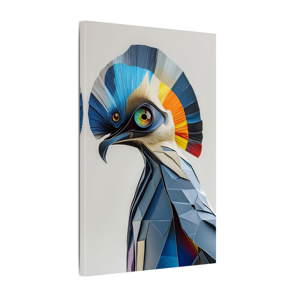 Crest of Light – Geometric Crested Bird Canvas Print