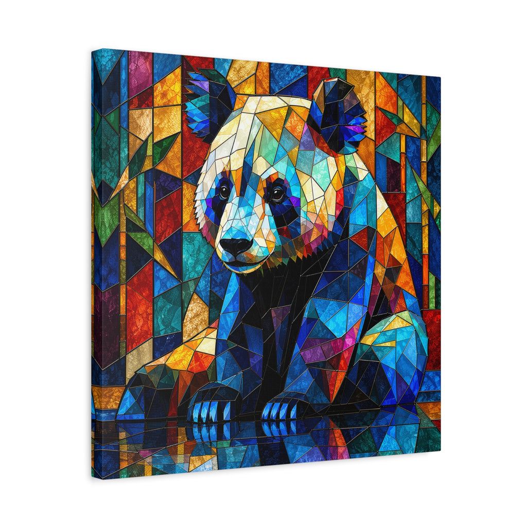 Prismatic Panda — Stained Glass Geometric Animal Wall Art