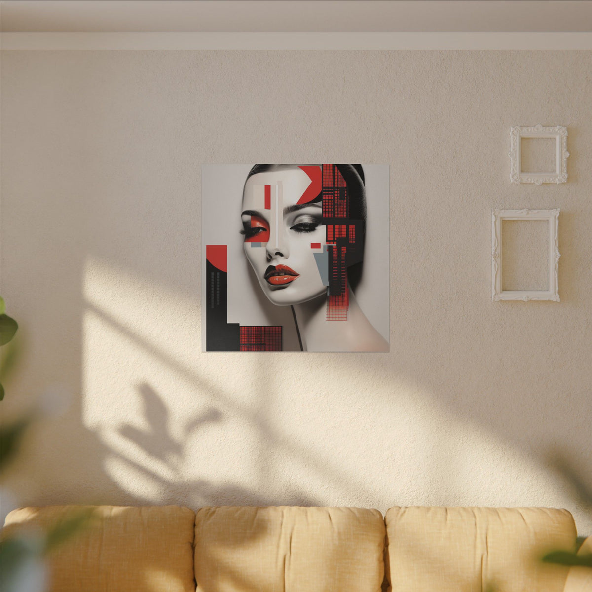 Red Syntax – Geometric Fashion Portrait Canvas Print