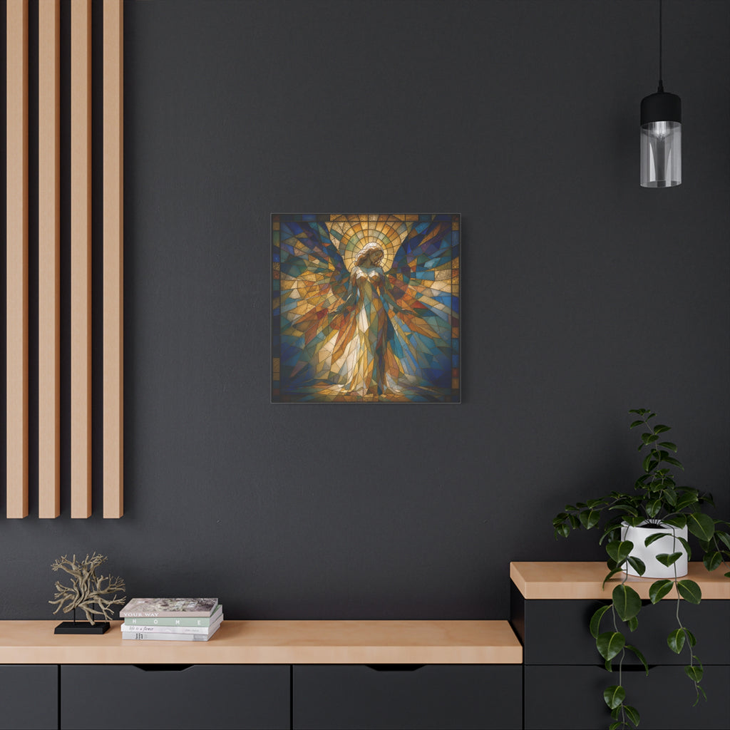 Radiance Descending — Stained-Glass Style Angelic Abstract Cubist Art Print