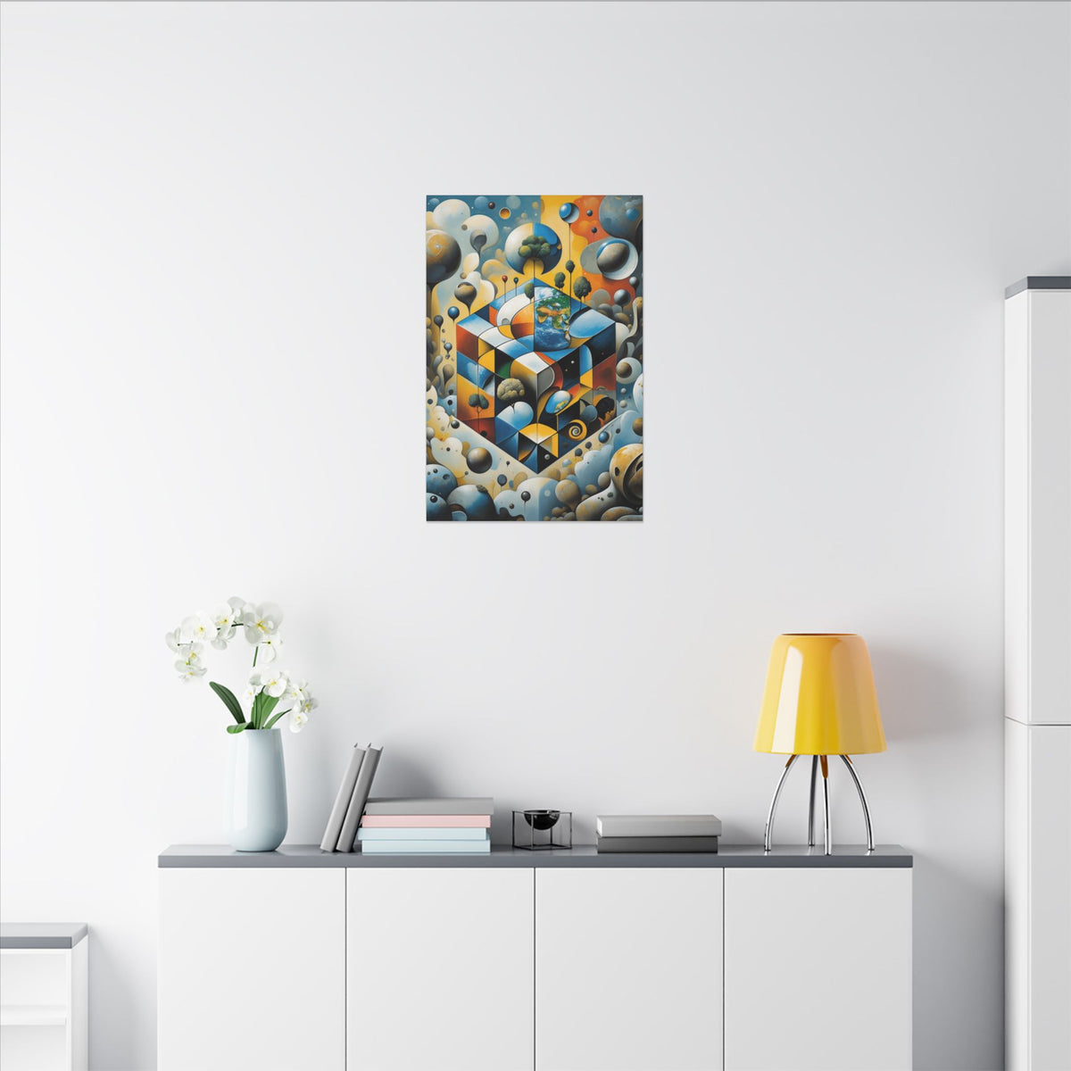 World Within Worlds – Surreal Geometric Earth Canvas Print