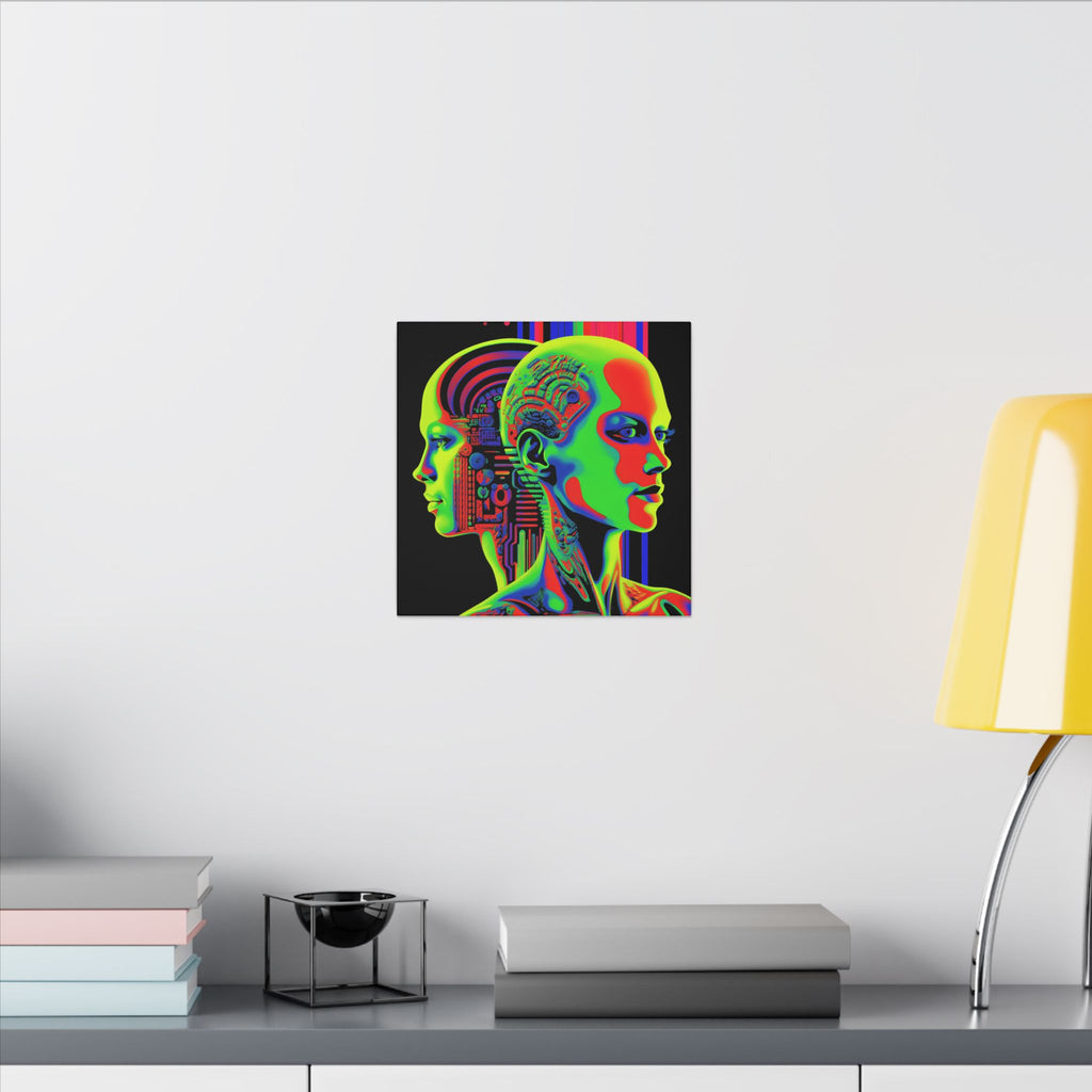 Neon Consciousness – Cybernetic Abstract Portrait Canvas Print