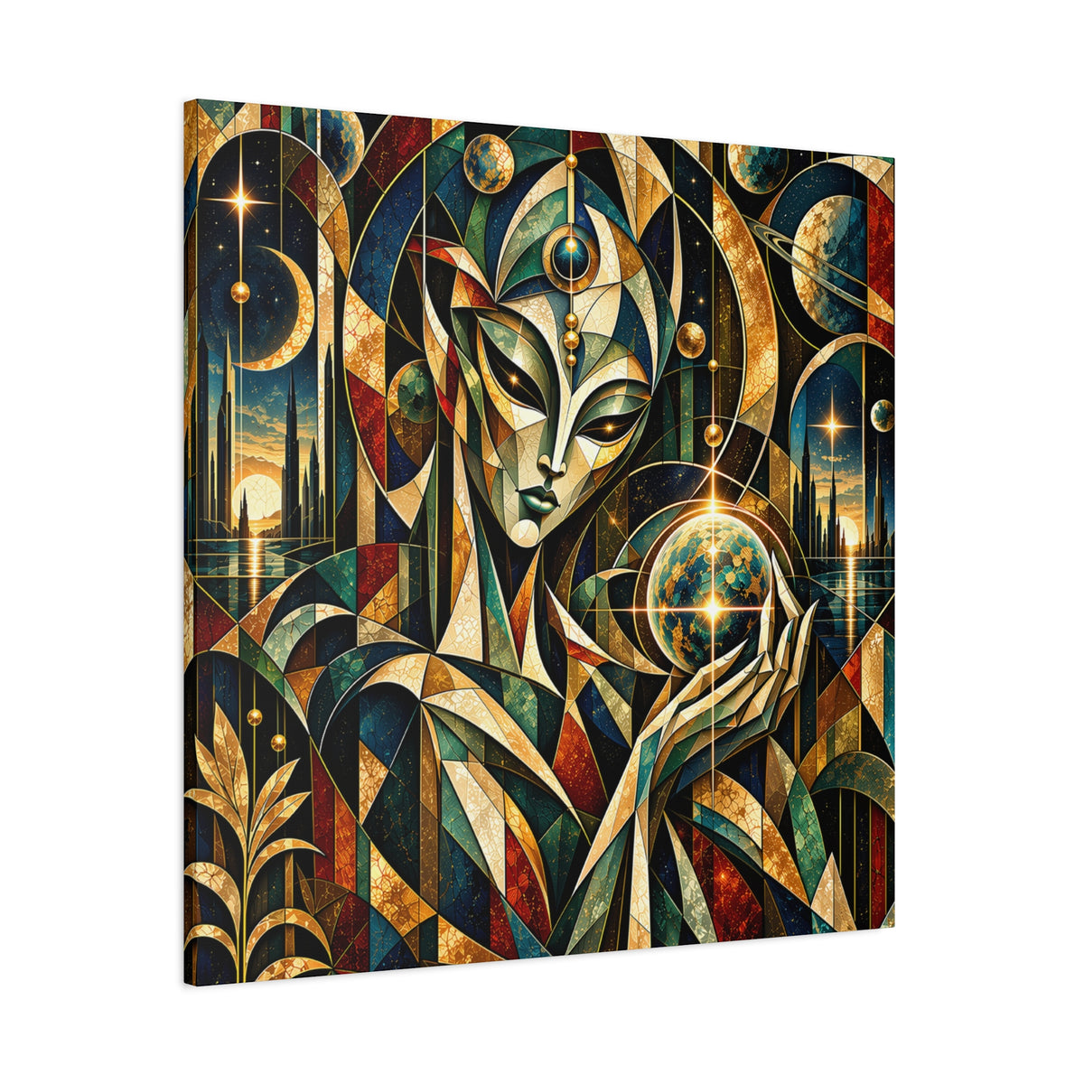 Keeper of Worlds — Futuristic Celestial Portrait Wall Art