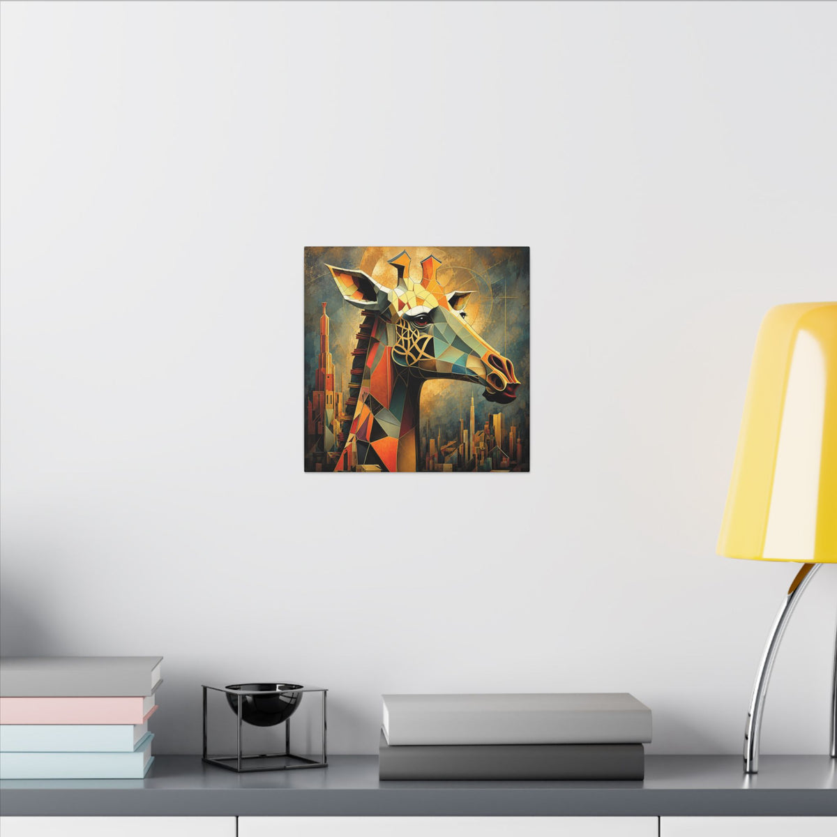 The Gilded Watcher — Cubist Giraffe Art Print