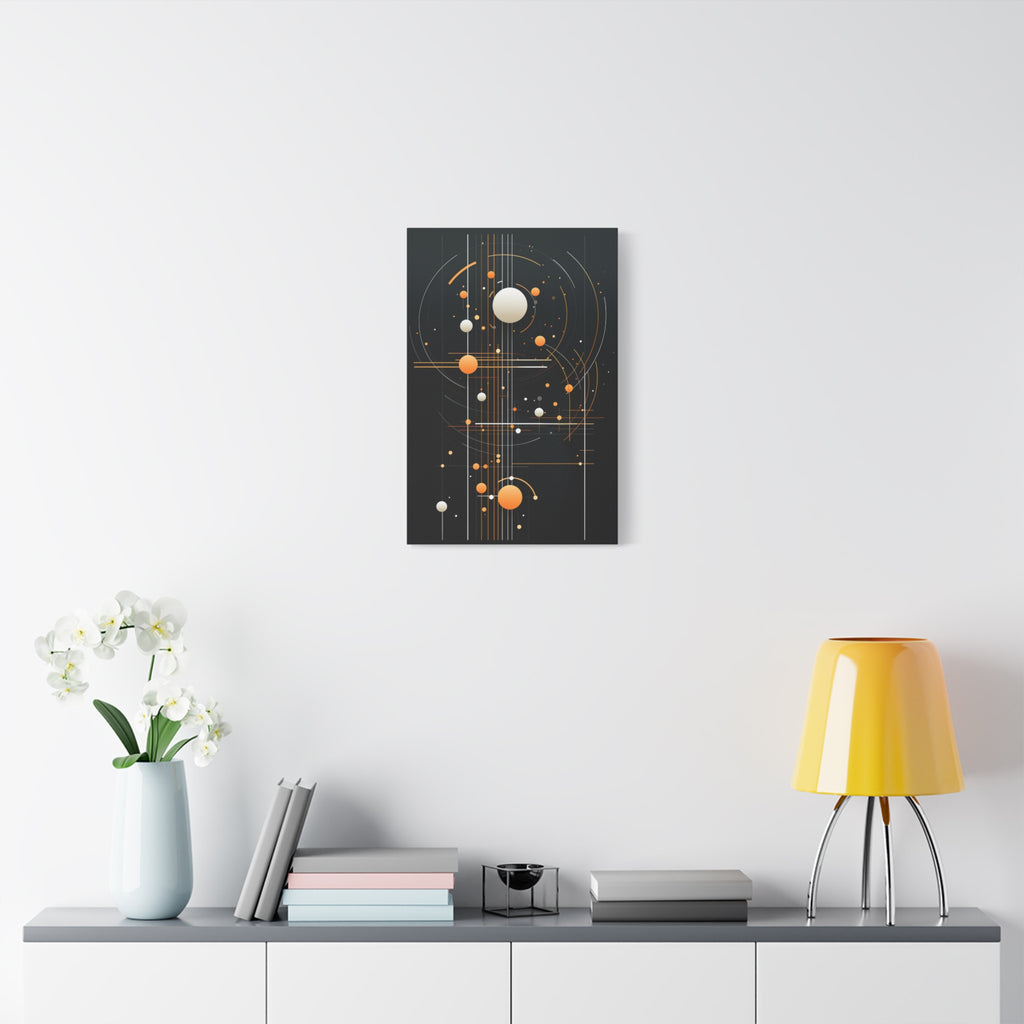 Orbital Blueprint No. 2 — Modern Orange & White Orb Wall Art