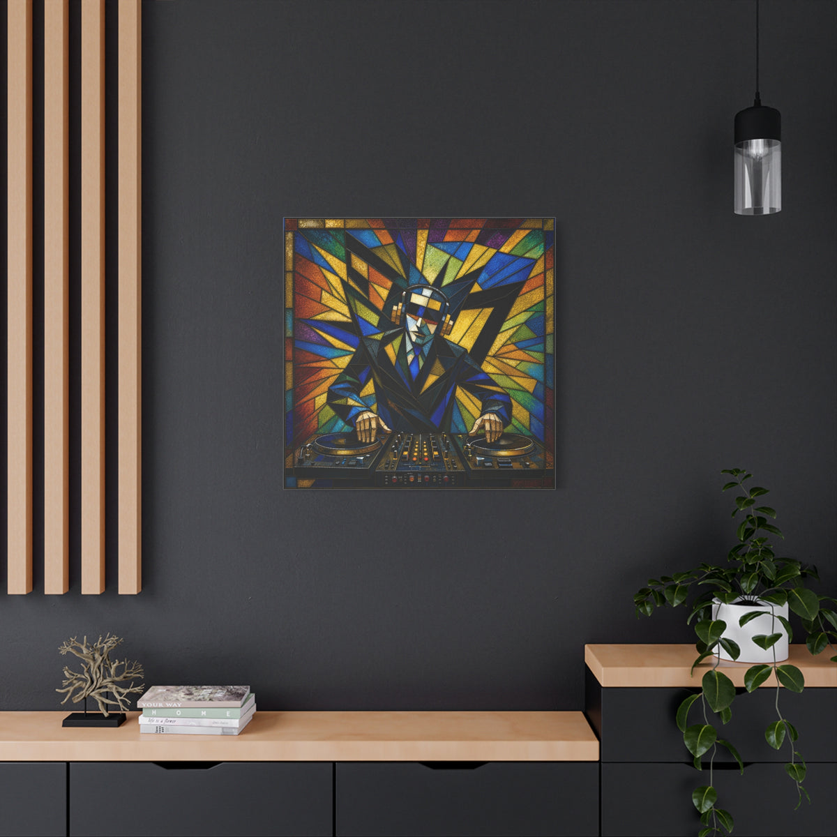 Frequency State – Abstract Stained Glass DJ Pop Art Canvas Print