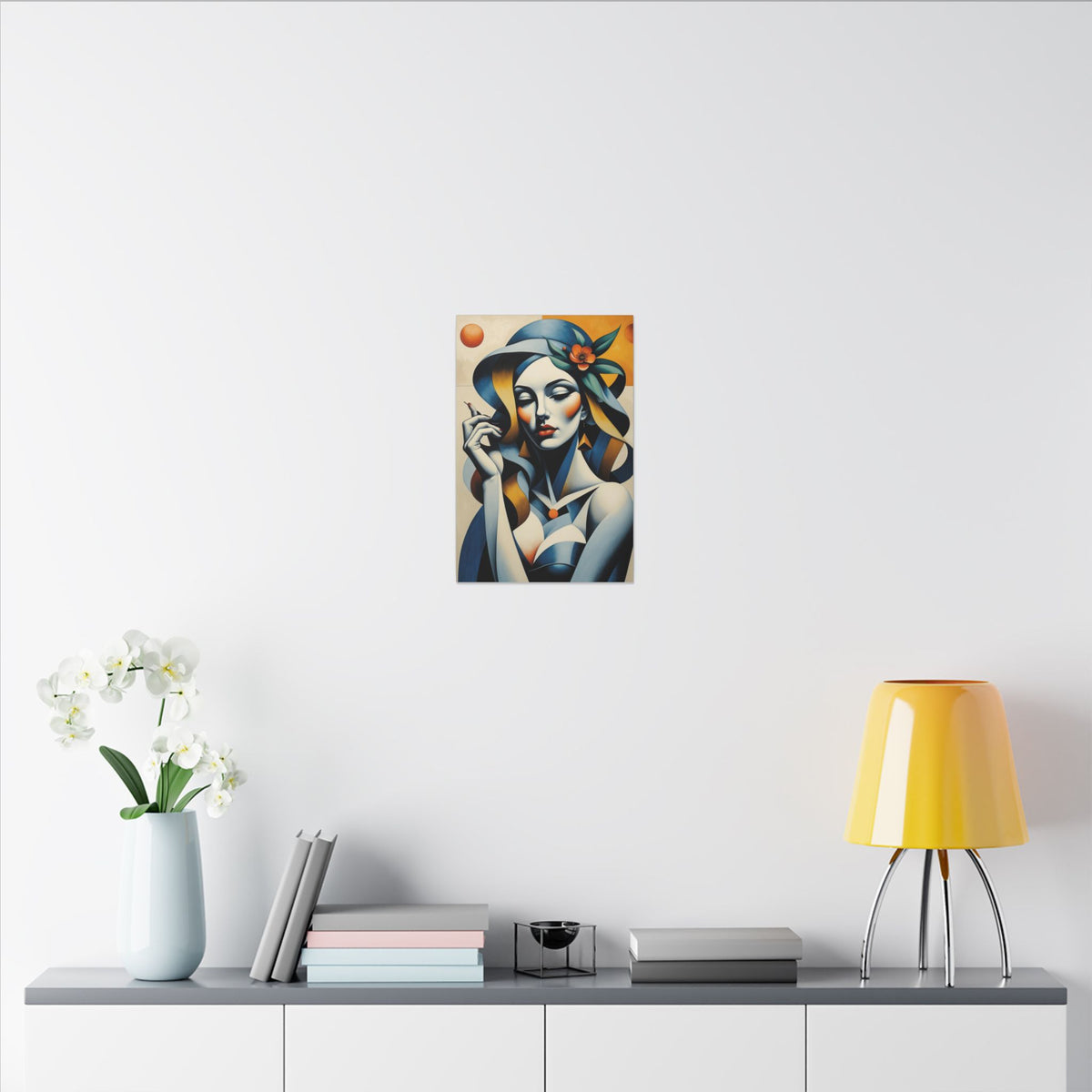 Blue Reverie – Geometric Female Portrait Canvas Print