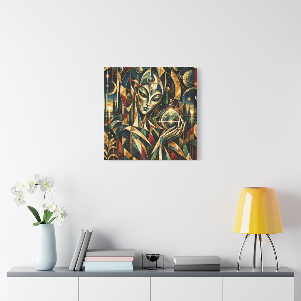 Keeper of Worlds — Futuristic Celestial Portrait Wall Art