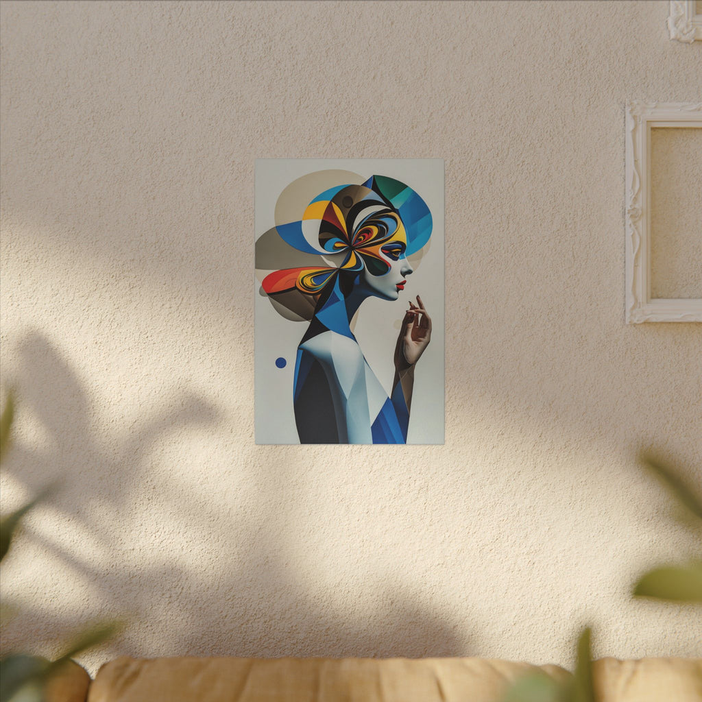 The Shape of Thought – Futurist Geometric Female Portrait Canvas Print