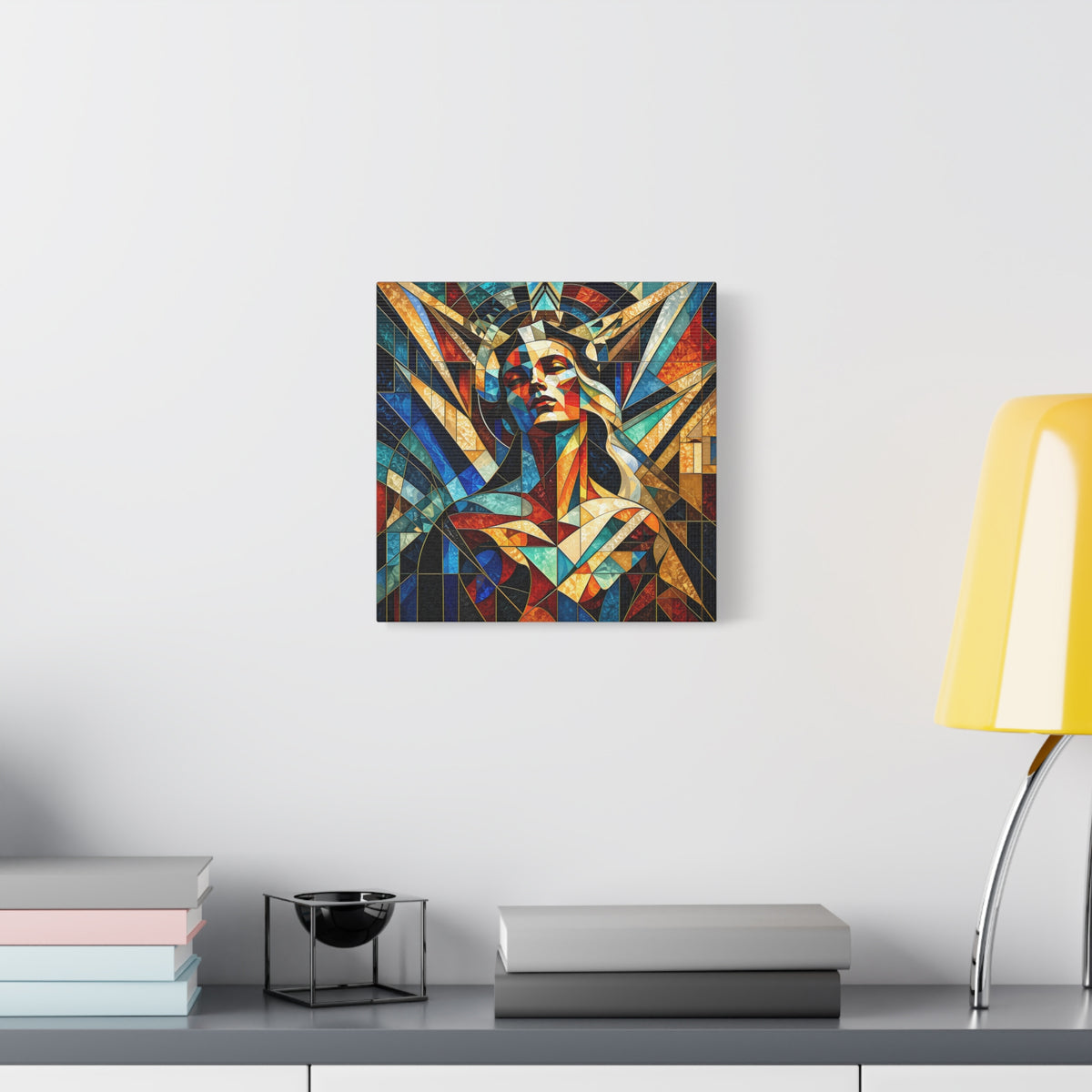 Built Like a Myth – Geometric Figurative Stained Glass Portrait Canvas Print