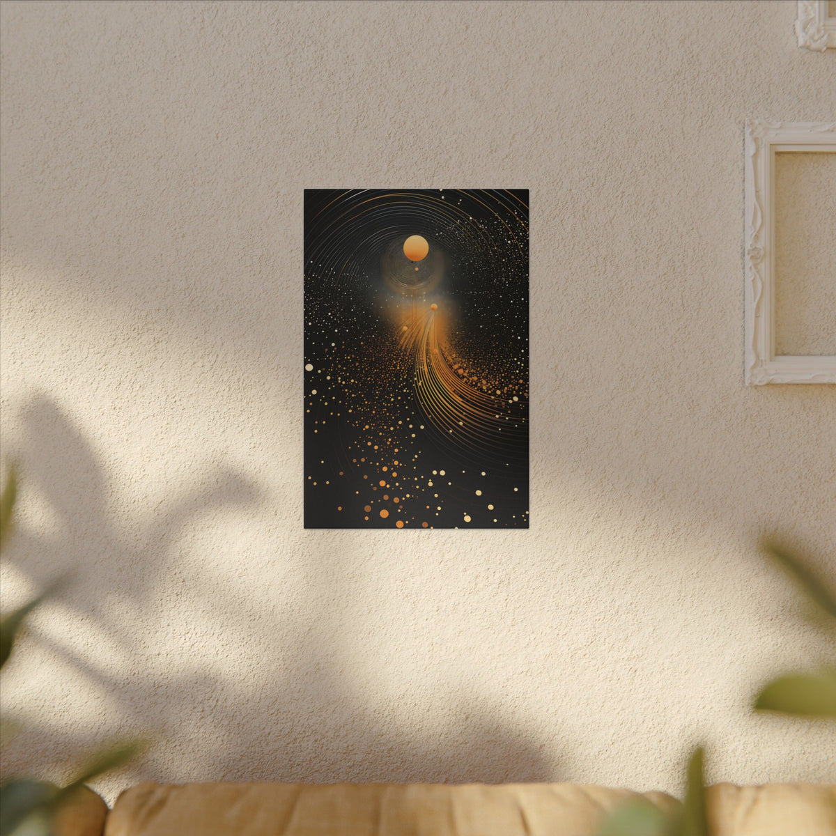 Into the Infinite – Black Gold Celestial Abstract Canvas Print