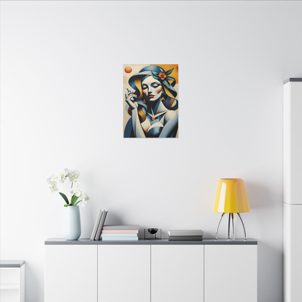 Blue Reverie – Geometric Female Portrait Canvas Print