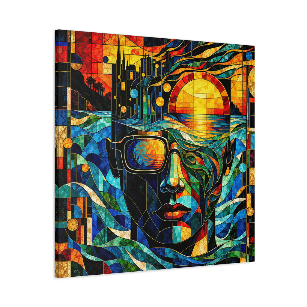 Sunset in His Eyes - Stained-Glass Sunset Portrait Canvas