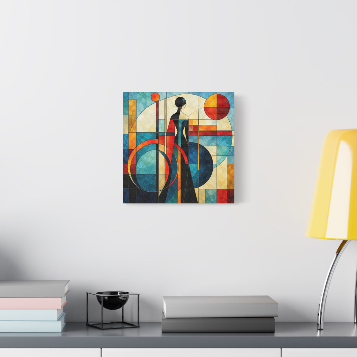 Solar Reverie — Art Deco Stained Glass Woman Canvas