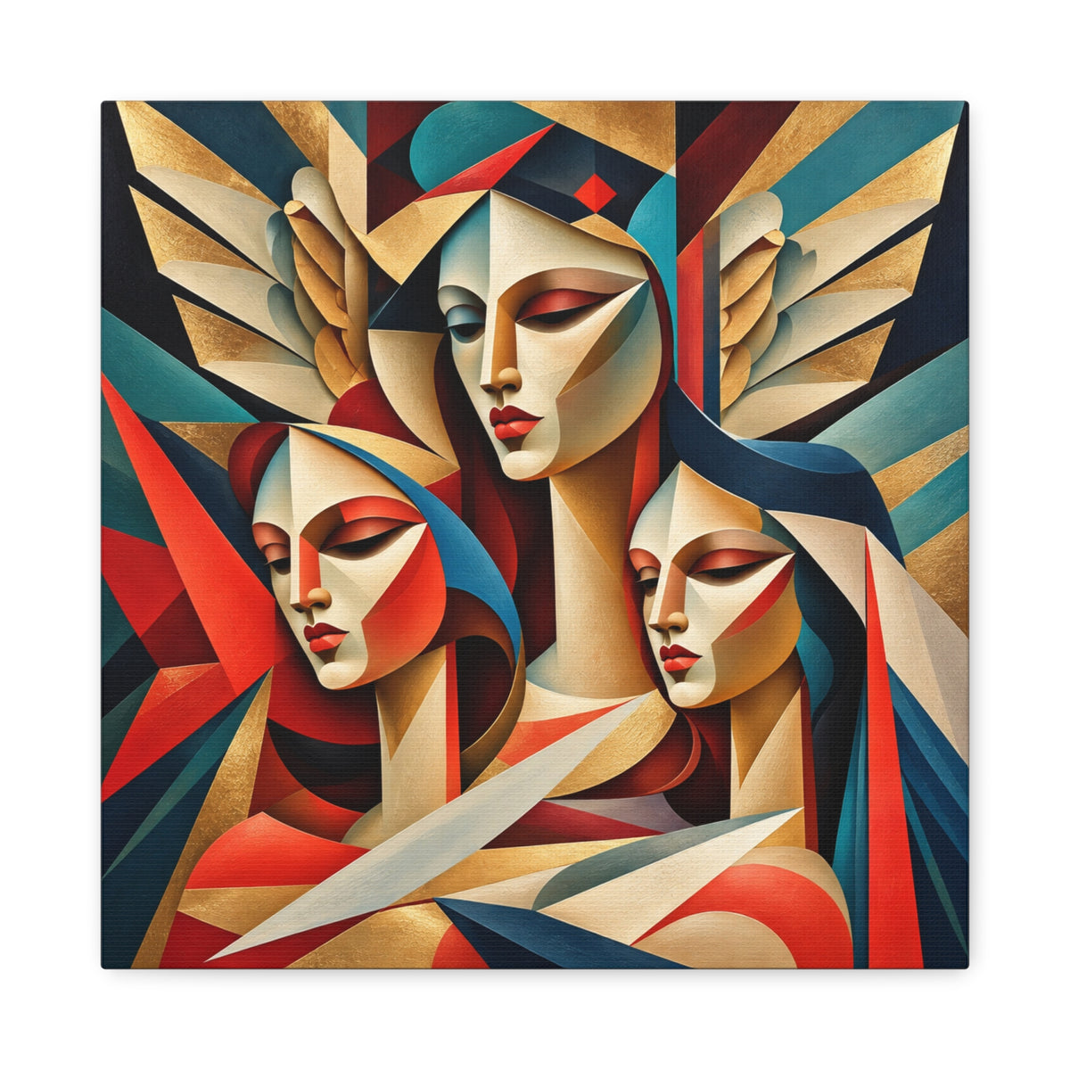 Triad of Grace — Art Deco Cubist Angel Fine Art Print