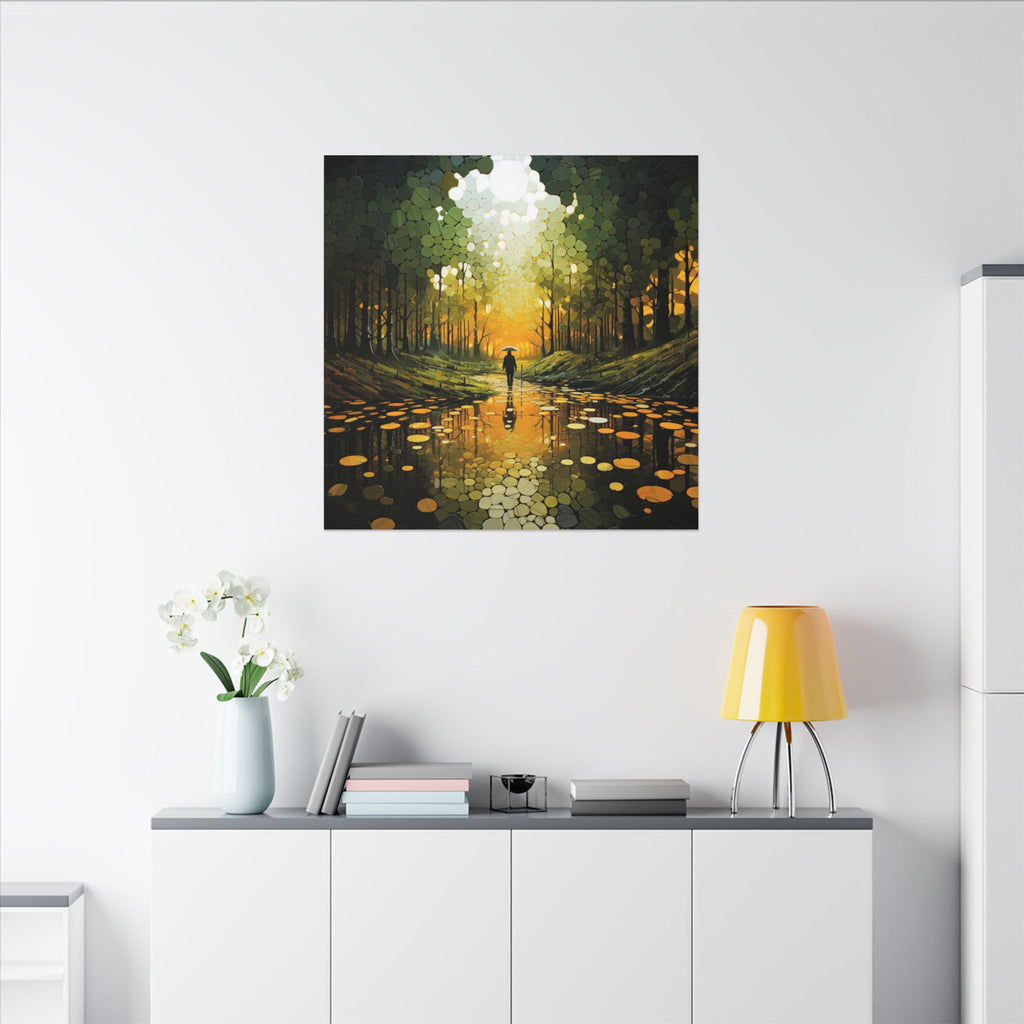 Into the Gold – Abstract Forest Landscape Canvas Print