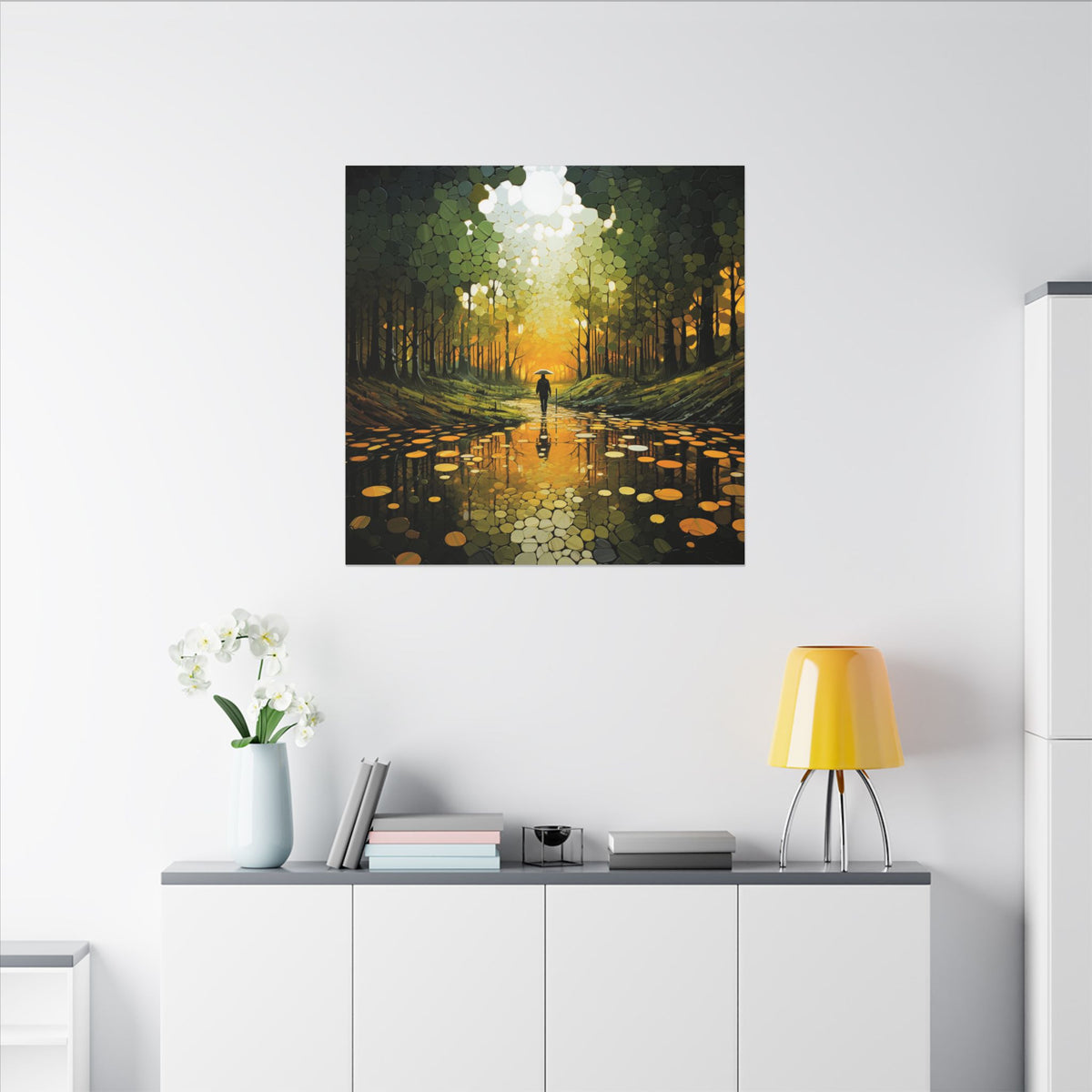Into the Gold – Abstract Forest Landscape Canvas Print