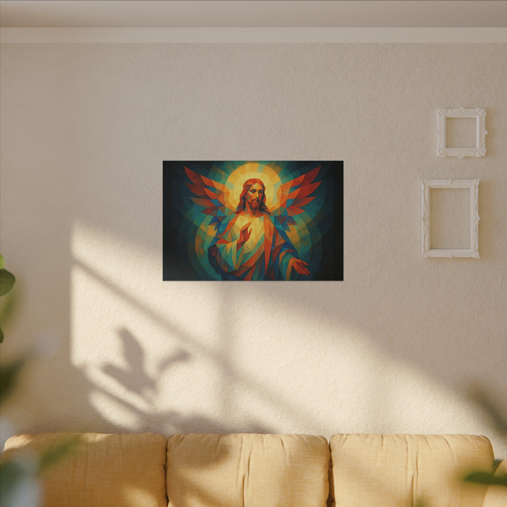 Radiant Mercy – Geometric Jesus Portrait Canvas Print