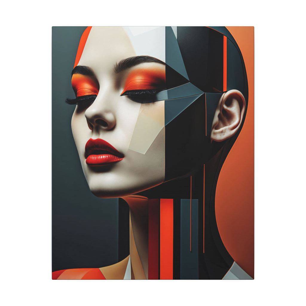 Quiet Voltage – Futurist Geometric Female Portrait Canvas Print
