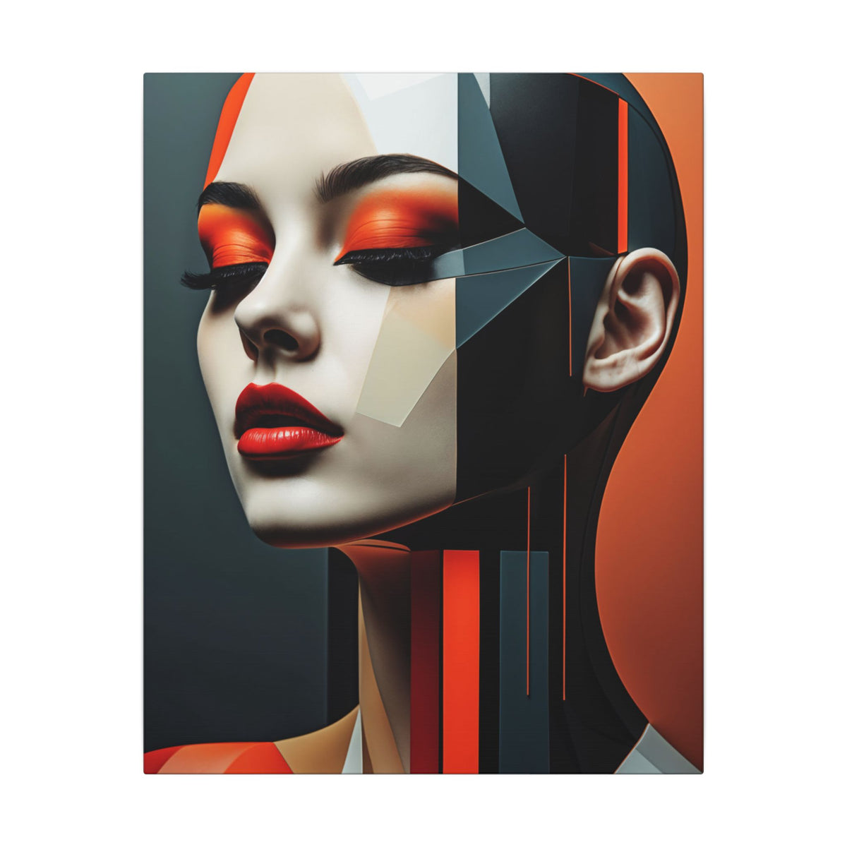 Quiet Voltage – Futurist Geometric Female Portrait Canvas Print