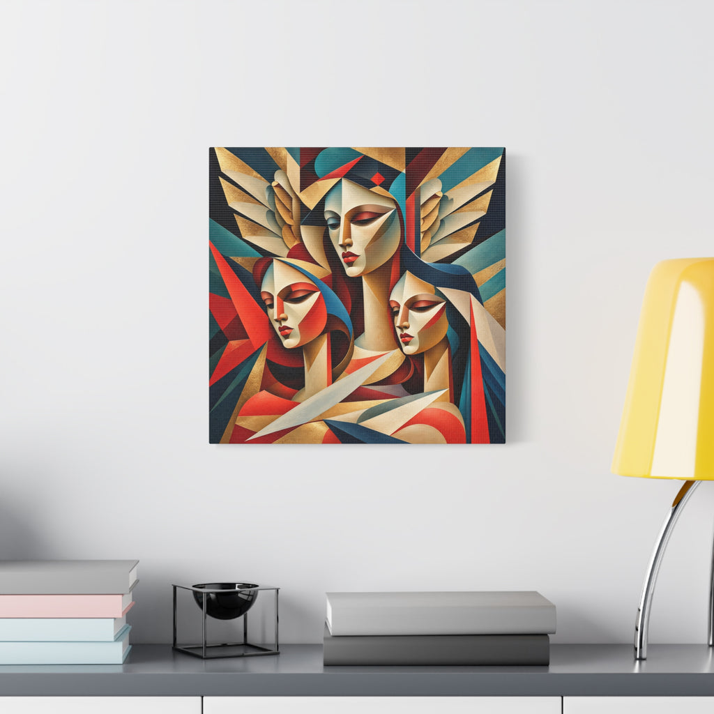 Triad of Grace — Art Deco Cubist Angel Fine Art Print