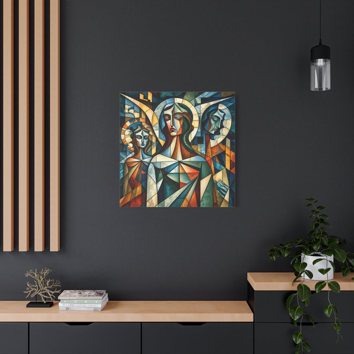 The Ones Who Watch Over Us | Cubist Stained Glass Angel Art