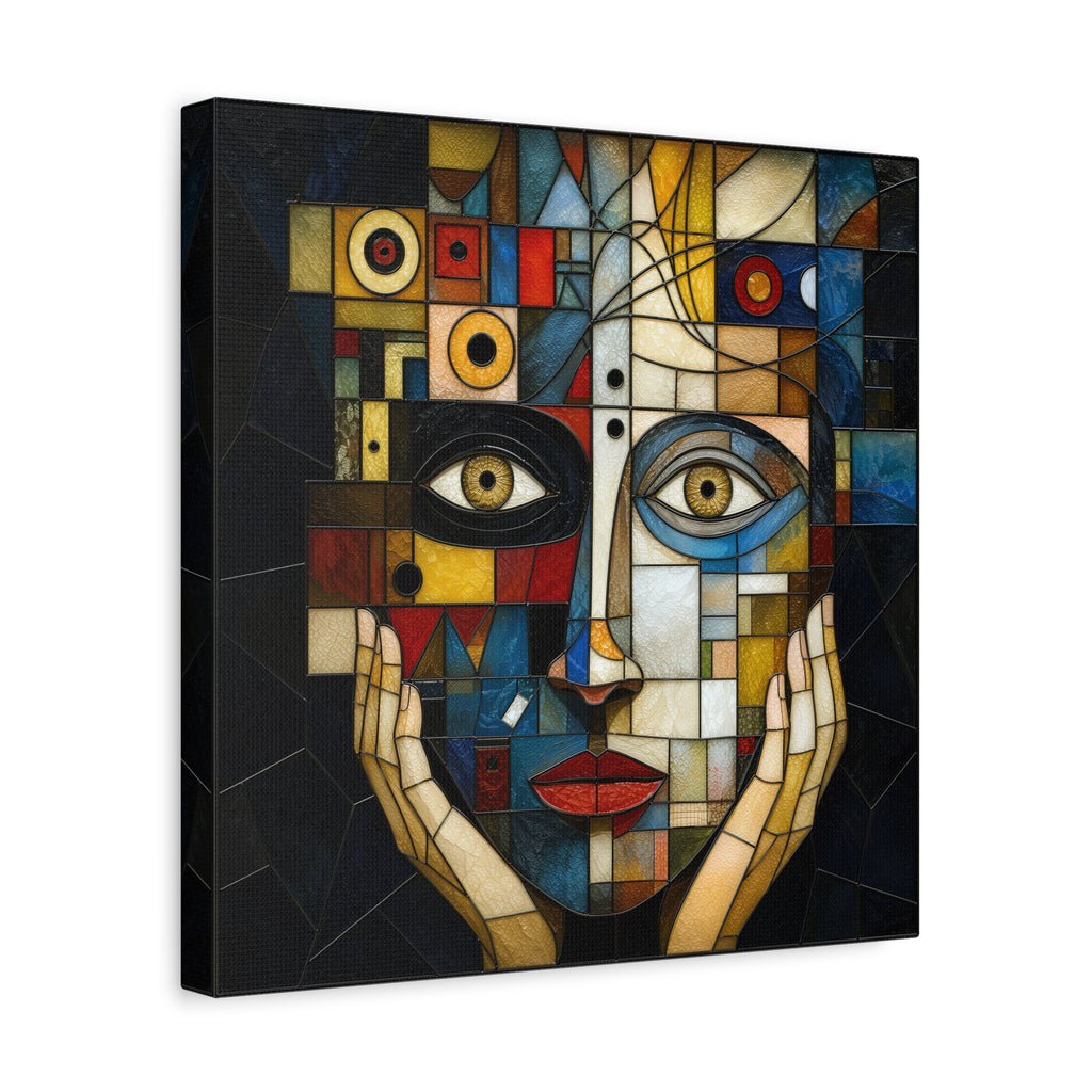 Seen From Within — Cubist Stained Glass Woman Portrait Wall Art