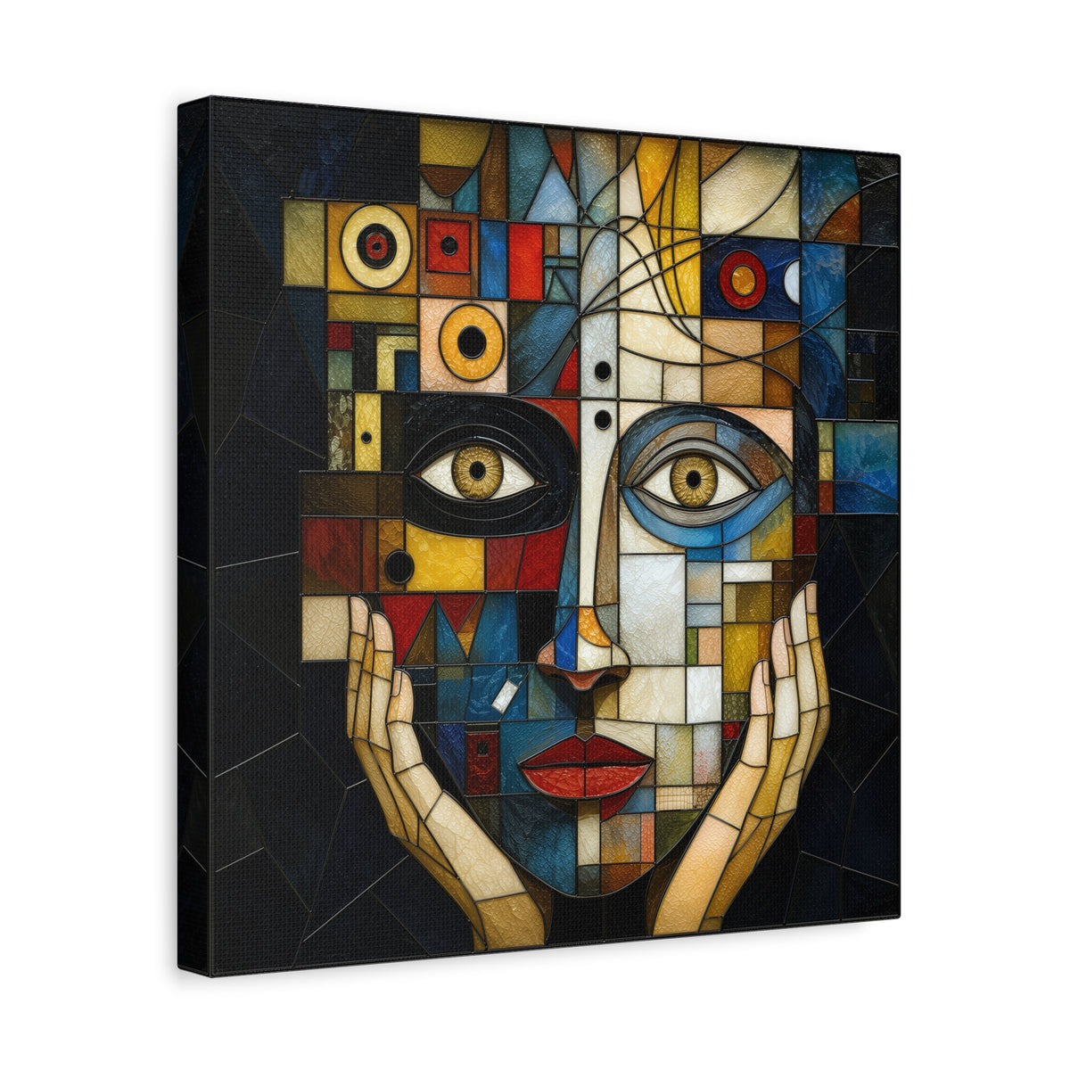 Seen From Within — Cubist Stained Glass Woman Portrait Wall Art