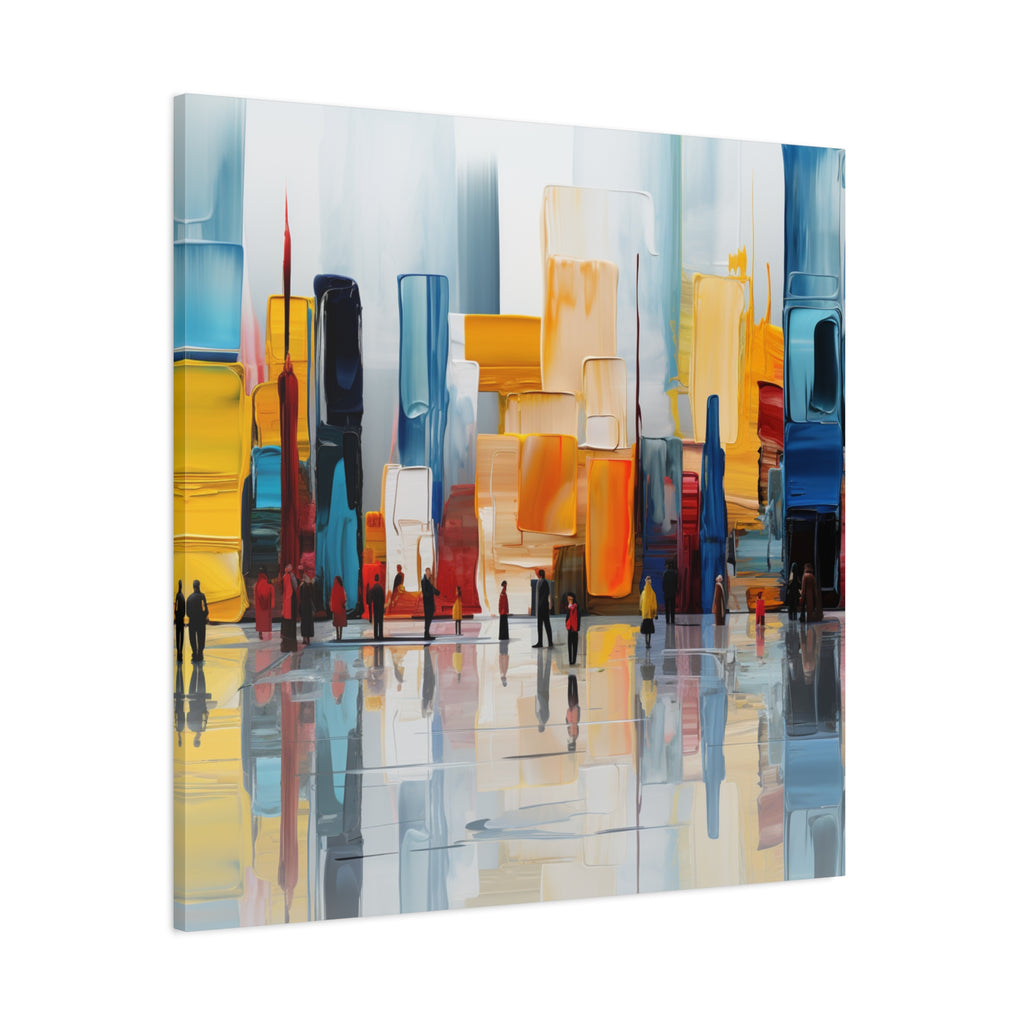 City in Reflection – Abstract Urban Skyline Canvas Print