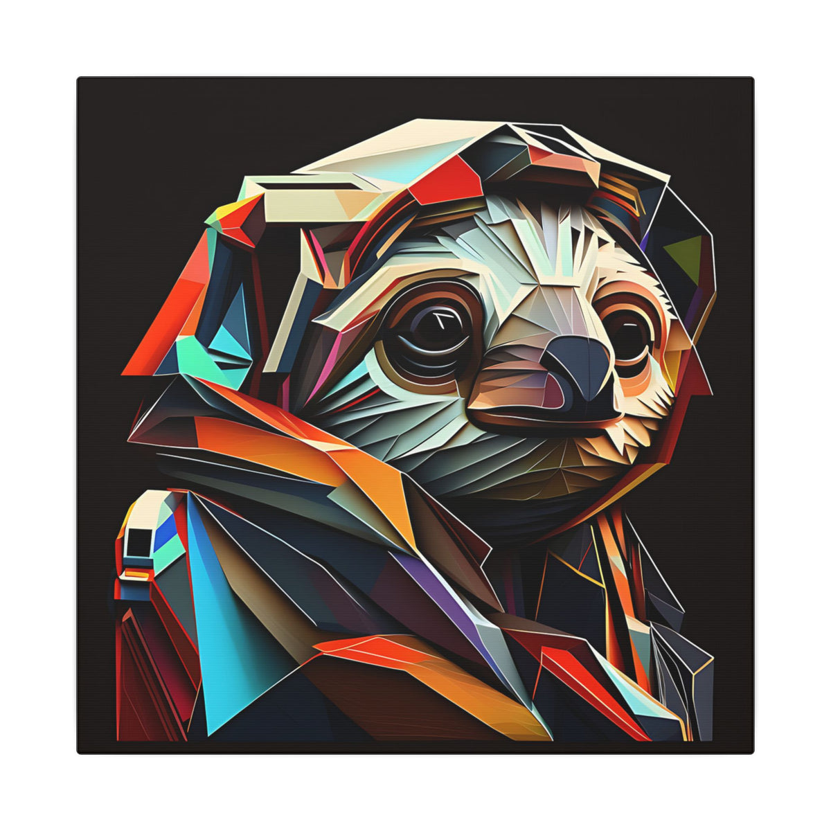 Master of Eventually – Geometric Sloth Portrait Canvas Print