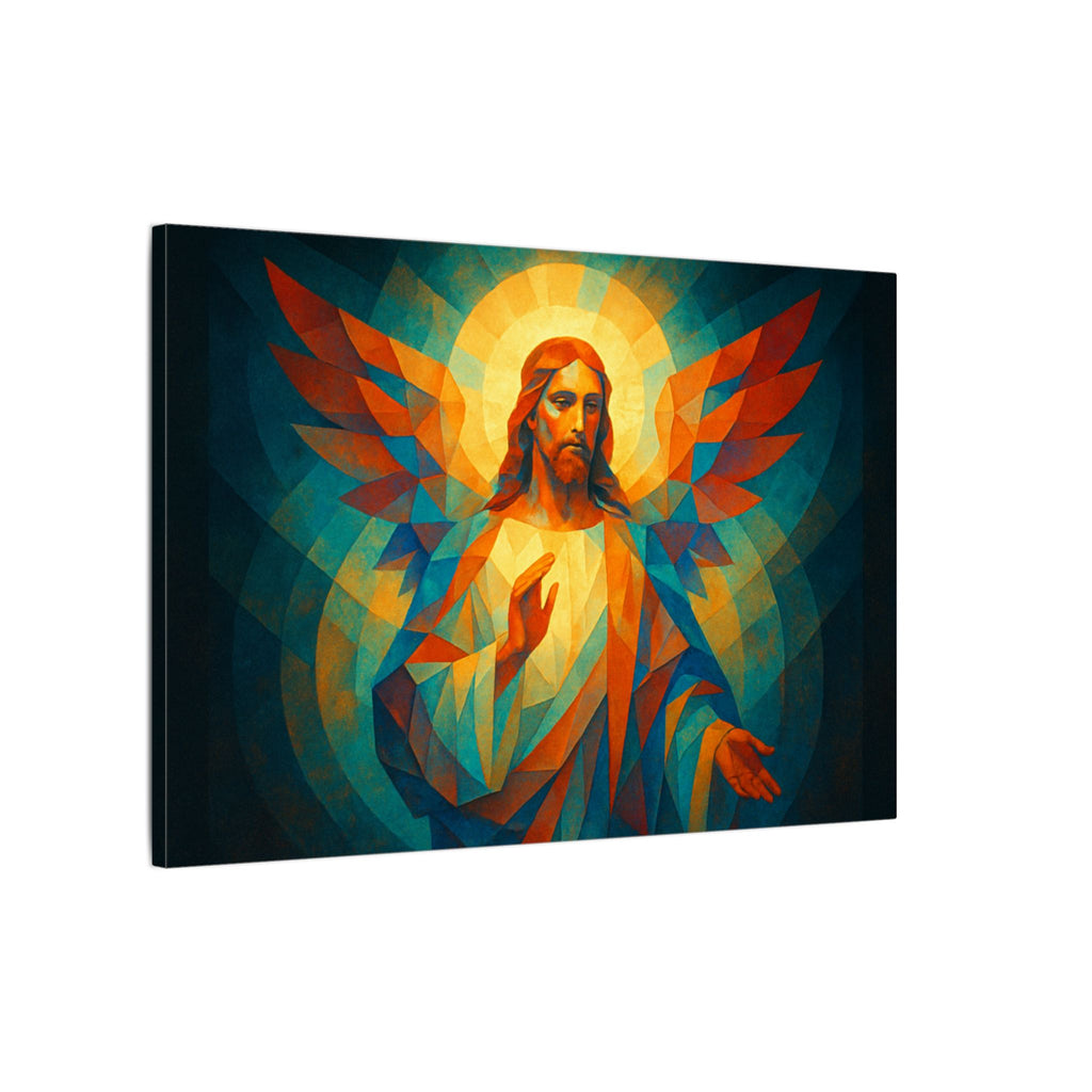 Radiant Mercy – Geometric Jesus Portrait Canvas Print