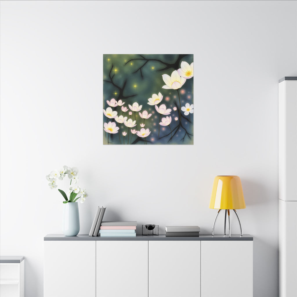 Where the Light Blooms – Dreamlike Floral Night Canvas Print
