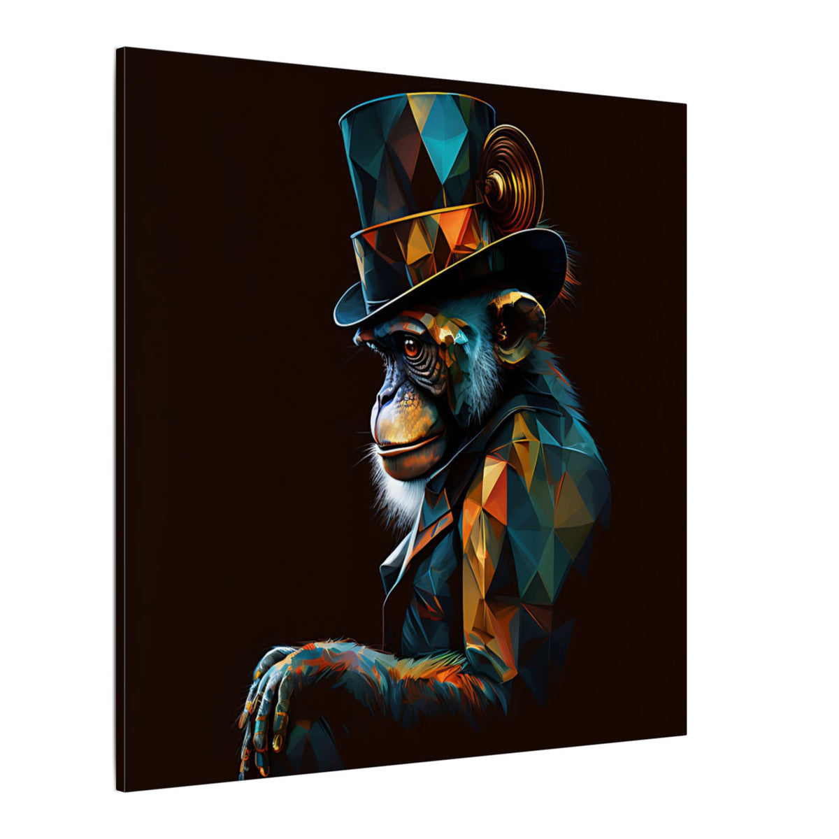 The Unusual Gentleman – Geometric Chimp Portrait Canvas Print