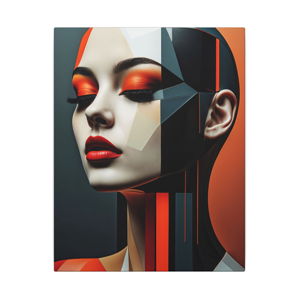 Quiet Voltage – Futurist Geometric Female Portrait Canvas Print