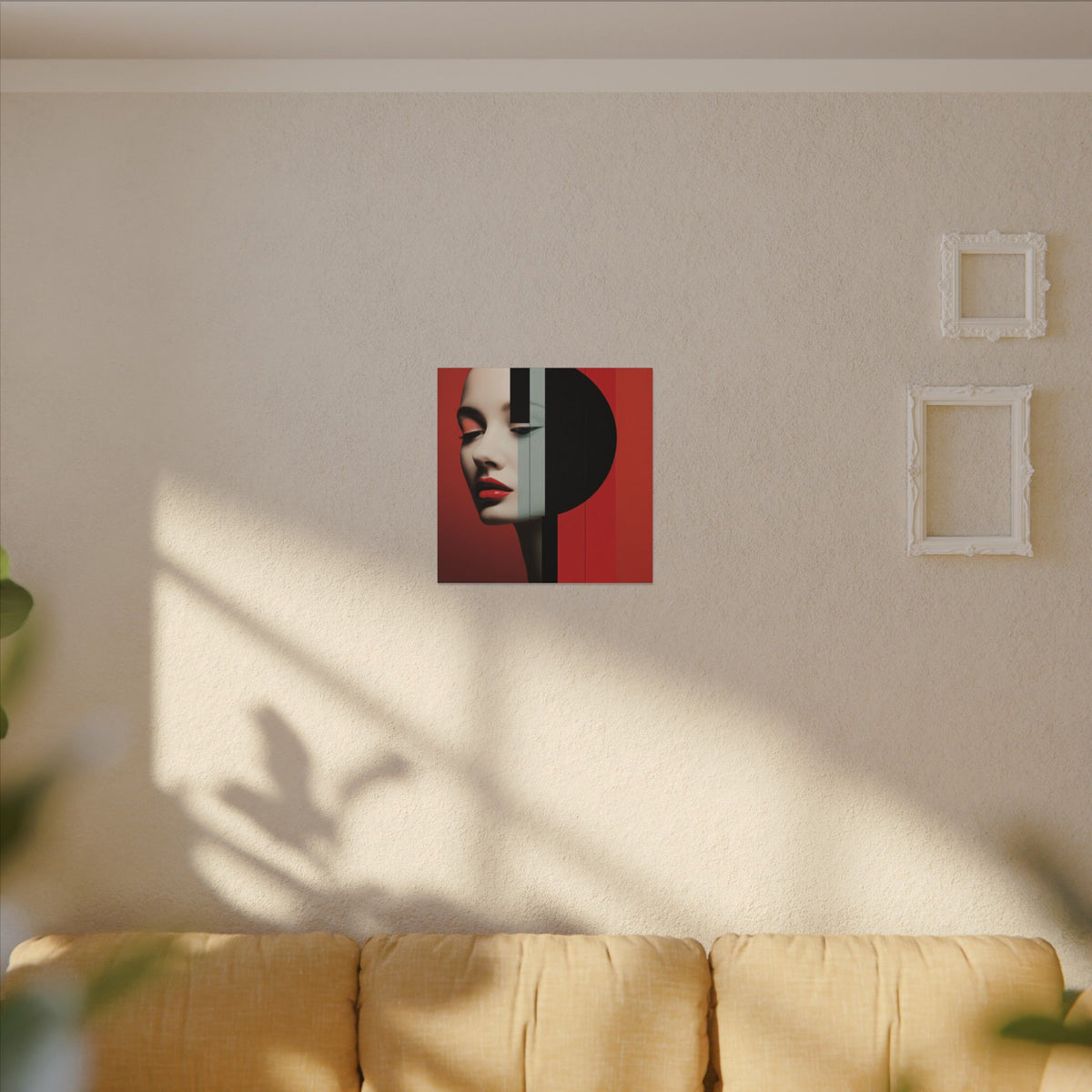Red Eclipse – Modern Geometric Fashion Portrait Canvas Print