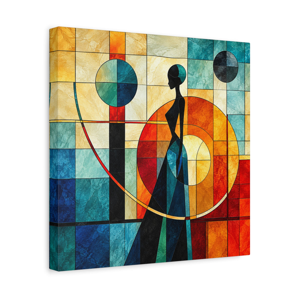Poise in Motion — Art Deco Stained Glass Woman Canvas
